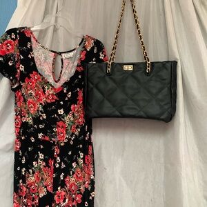 E Handbag black purse combo